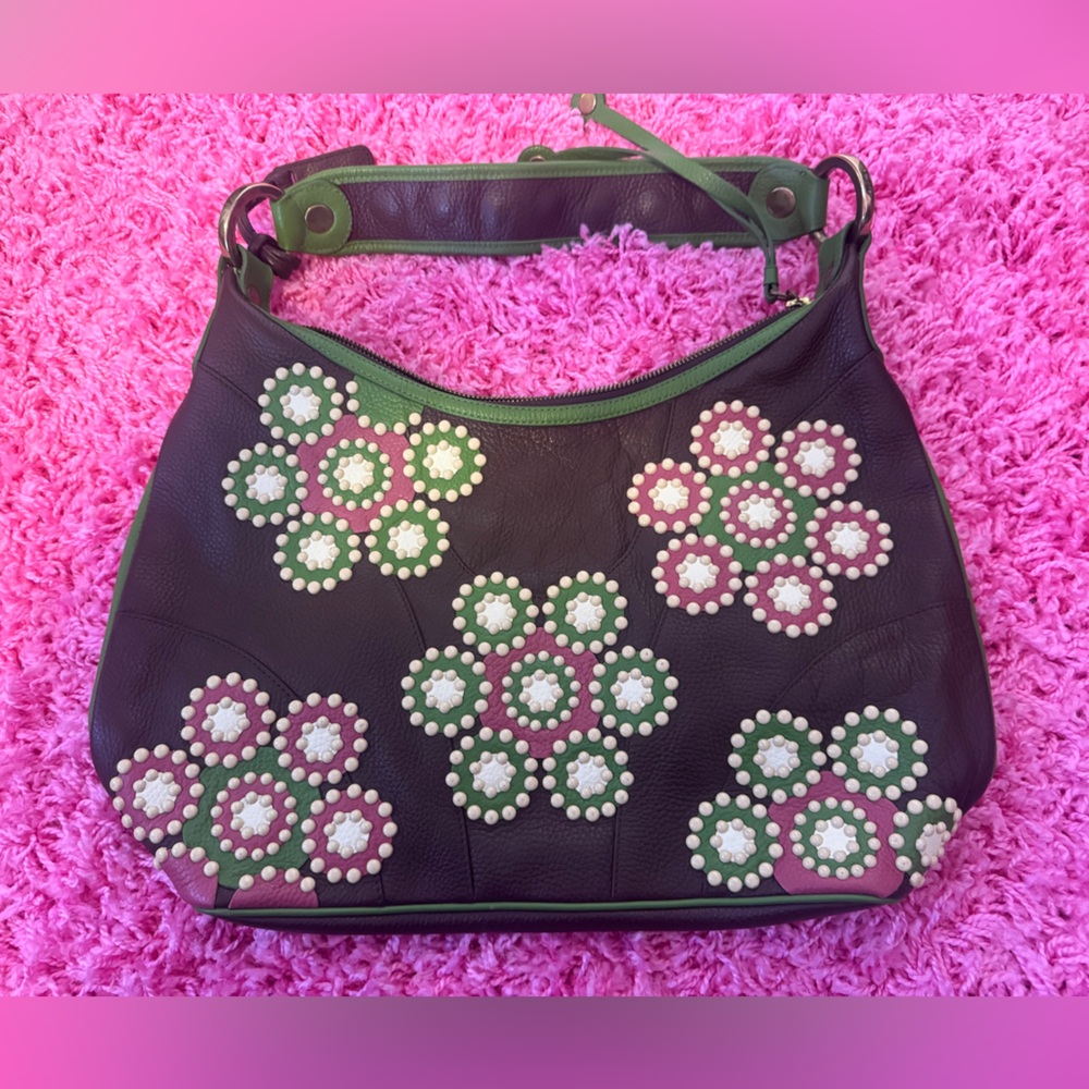 Isabella fiore large bead studded flower design fashion purse/ handbag